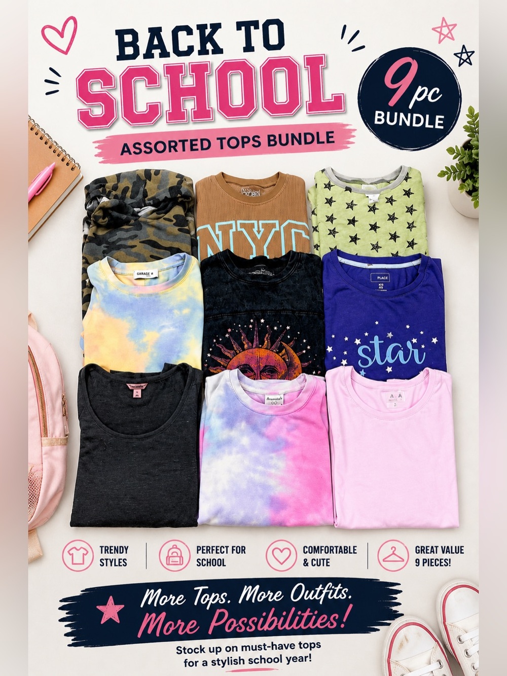 Assorted Tops Bundle  (9 pc Bundle)
